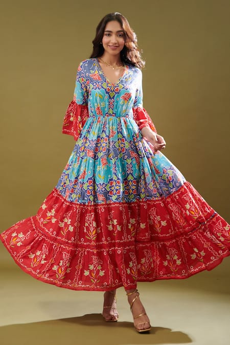 Buy KERI PERRY Round Neck Floral Midi Dress - Dresses for Women 21627666 |  Myntra