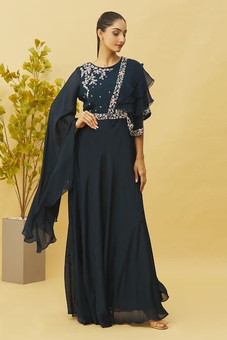 Samyukta Singhania Embroidered Round Neck Gown 