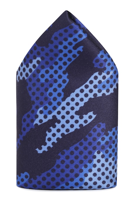 Tossido Blue Printed Abstract Pocket Square