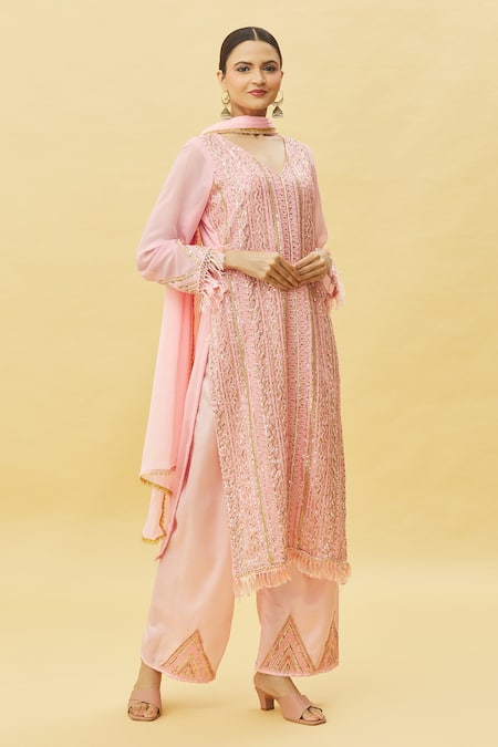 Naintara Bajaj Sequin Embroidered Kurta Pant Set 