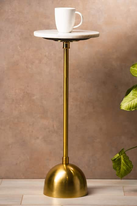 S.G. Home Gold Metal And Marble Top Drink Table 