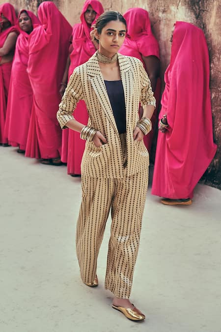 Taisha Fekua Handwoven Blazer Pant Set 