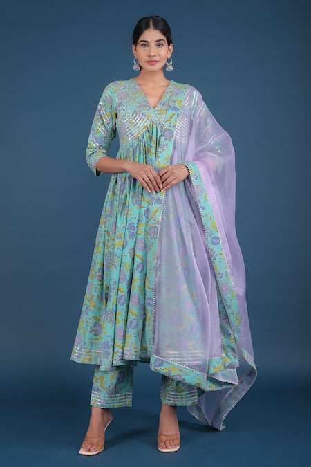 POMCHA JAIPUR Blossom Print Anarkali Pant Set 