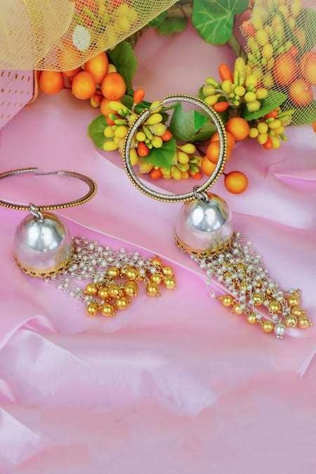 Buy Bindhani's Gold-Plated Big Kundan Jhumka Earrings With Pearl Drop