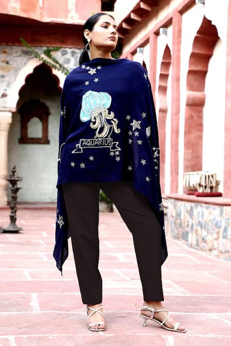 DUSALA Aquarius Cashmere Fine Wool Embroidered Stole 