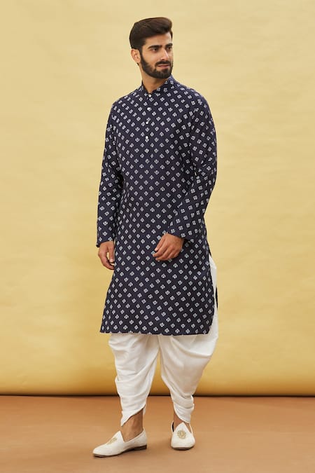 Arihant Rai Sinha Band Collar Printed Kurta & Dhoti Pant Set 