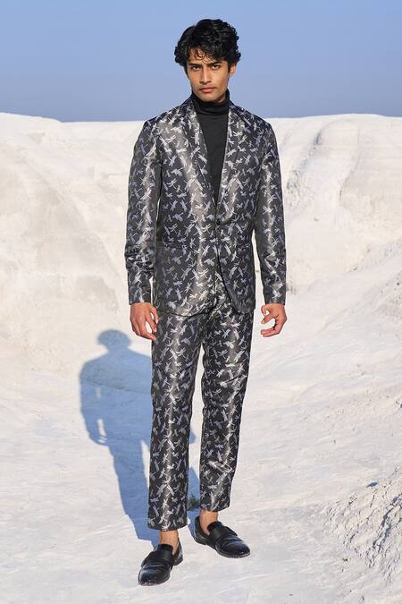 Dash And Dot Grey Polyester Dragonfly Pattern Pant Online at Aza Fashions Dash And Dot_Grey Polyester Dragonfly Pattern Pant_Online_at_Aza_Fashions