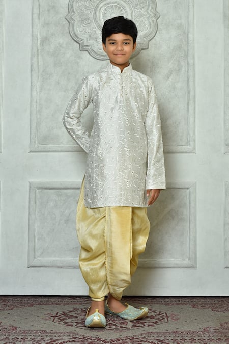 Arihant Rai Sinha Embroidered Paisley Patterned Kurta & Dhoti Pant Set 