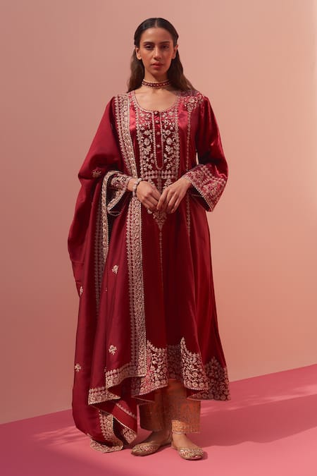 Angad Singh Velvet Embroidered Choga Salwar Set 