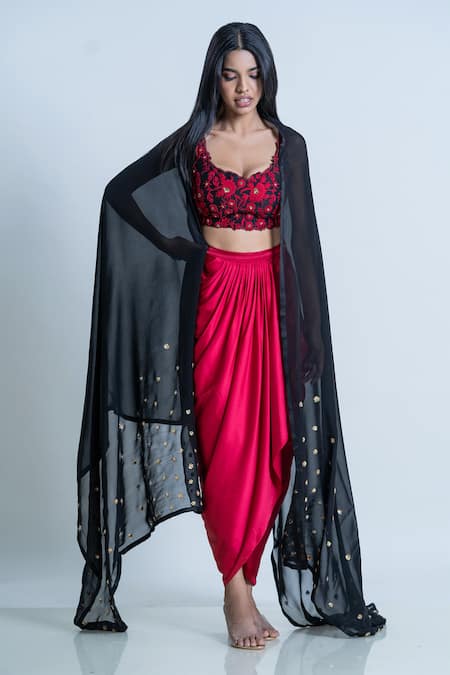 Nautanky Floral Work Bustier Skirt Set 