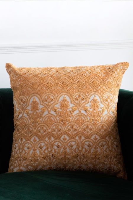 Khaabka Mosaic Floral Embroidered Cushion Cover - Set of 2 