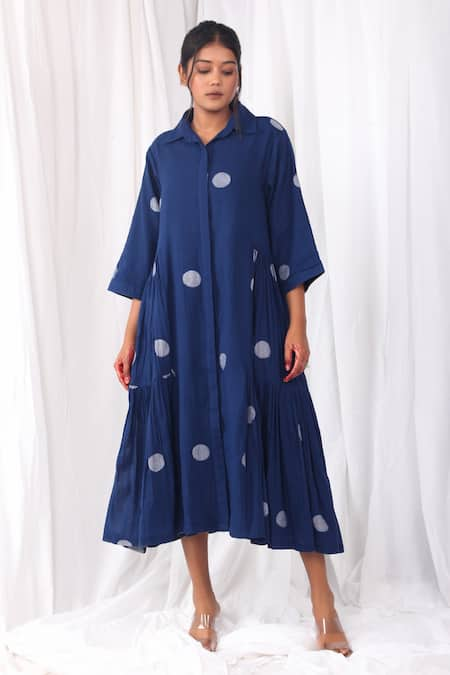 KHAT Side Gathered & Polka Pattern Dress 