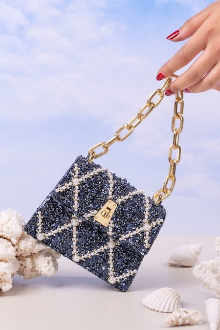 Buy Blue Sequin Erica Tanzanite Mini Bag by The Leather Garden Online ...