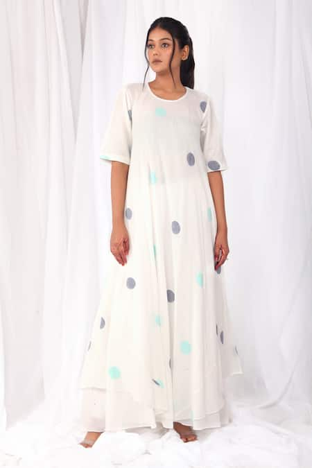 KHAT Handwoven Cotton Polka Pattern Dress 