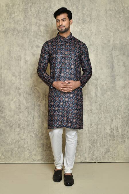 Naintara Bajaj Blue Kurta Digital Print Cotton Floral Mandala Set 