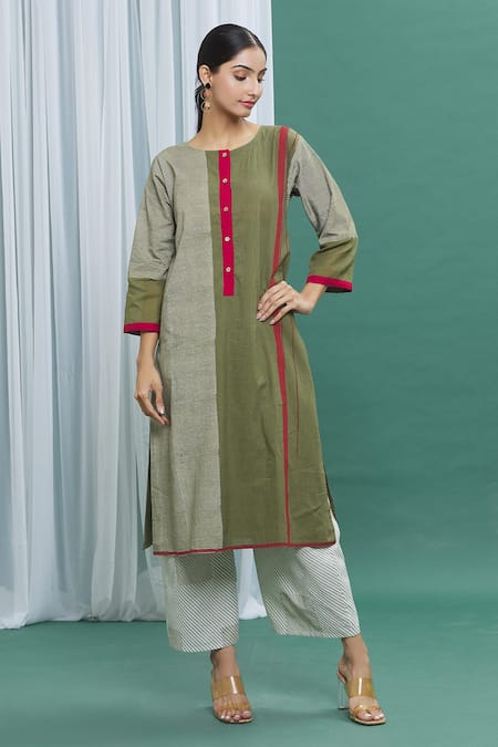 Elegant Maroon Cotton Ajrakh Combination Kurta - Pant Optional – Sujatra