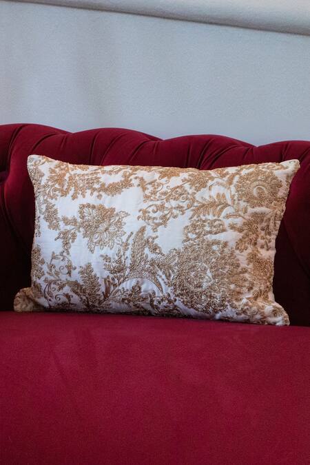 Khaabka Embroidered Chanderi Silk Cushion Cover - Set of 2 