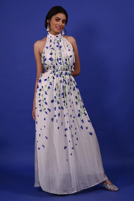 Rimi Nayak Clitoria Flower Print Gown 