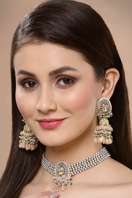 Dugran By Dugristyle Stone Embellished Pendant Choker Set 