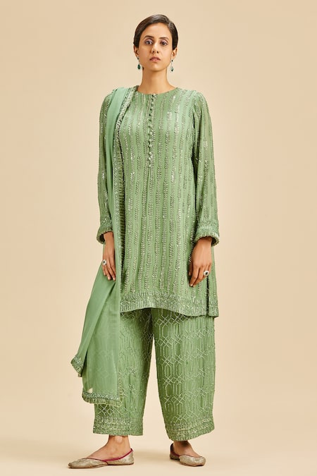 Nitika Gujral Embroidered Kurta Palazzo Set 