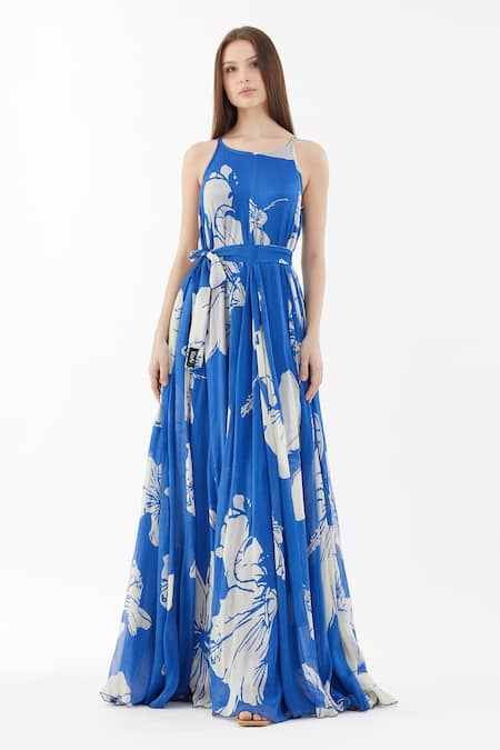 KoAi Hibiscus Pattern Maxi Dress 