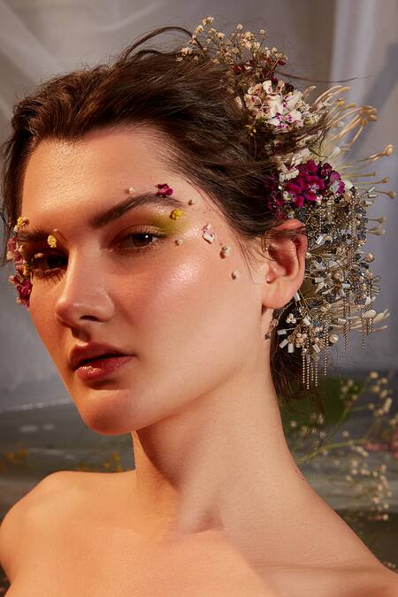 Shop House Of D"Oro Blue Semi Precious Stone Orsiea Embellished Ear Cuff - Single Pc at Aza Fashions Shop_House Of D"Oro_Blue Semi Precious Stone Orsiea Embellished Ear Cuff - Single Pc_at_Aza_Fashions