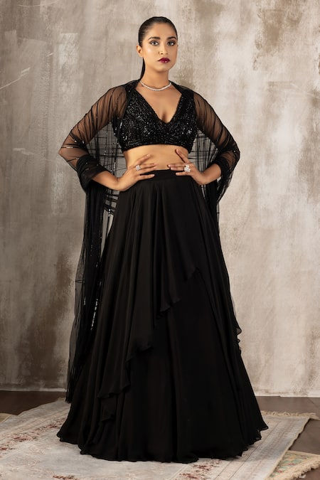 Jigar Mali Layered Lehenga Set With Dupatta 