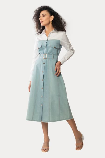 Veera Wear Denim Brunch To Lunch Shirt Dress 