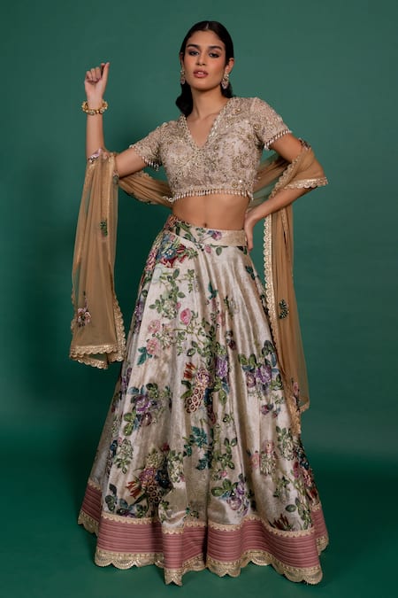 Varun Bahl Floral Print Lehenga Set 