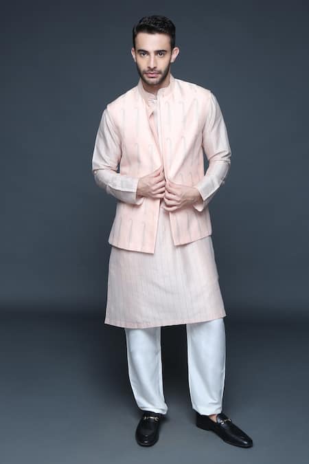 Sanjev Marwaaha Signature Paisley Print Bundi Kurta Set 