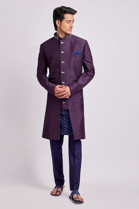 BUBBER COUTURE Nikolai Diametric Print Sherwani Jacket 