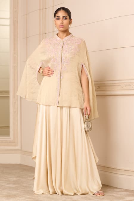 Tarun Tahiliani Chikankari Cape & Flared Trouser Set 