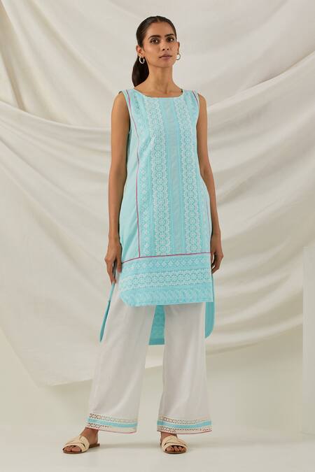 Buy Rajiramniq Green Silk Kurta Palazzo Set Online | Aza Fashions | Kurta  neck design, Fashion, Suit neck designs