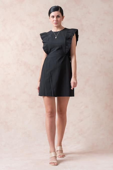 Thetaa Ruffle Sleeve Short Dress 