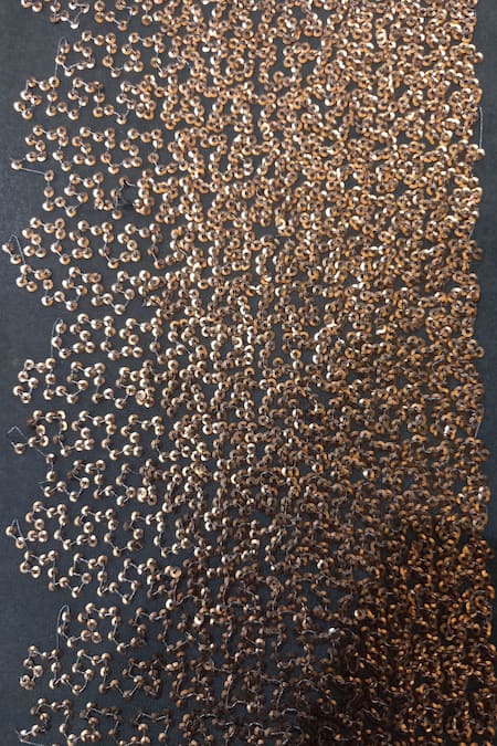 Two Sisters By Gyans_Grey Georgette Sequins Embellished Two Toned Saree With Unstitched Blouse Piece _at_Aza_Fashions