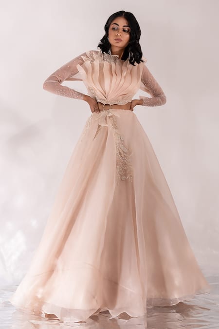 Tony Ward Long Sleeve Embroidered Tulle Gown - District 5 Boutique
