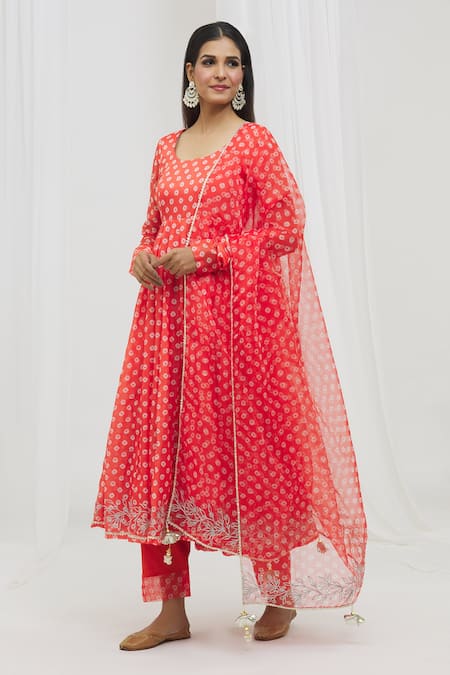 Yuvrani Jaipur Bandhej Print Anarkali Set 