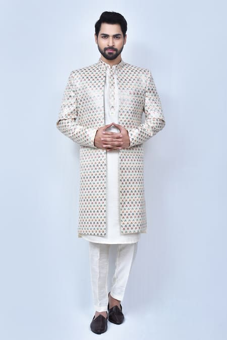 Arihant Rai Sinha Chevron Embroidered Sherwani Set 