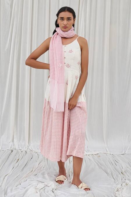 Ayaka Pink Cotton Embroidery Round Neck Printed Spaghetti Dress Online at Aza Fashions Ayaka_Pink Cotton Embroidery Round Neck Printed Spaghetti Dress _Online_at_Aza_Fashions