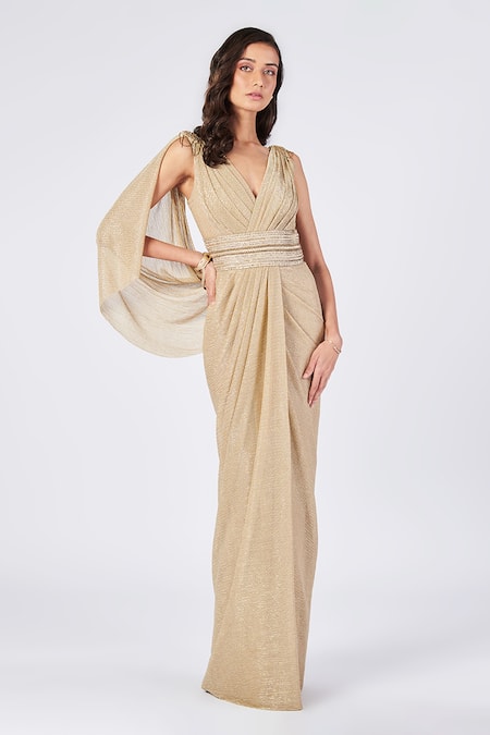 S&N by Shantnu Nikhil Embellished Draped Gown 