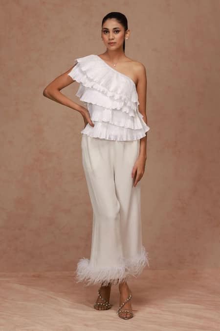 SHRIYA SOM One Shoulder Ruffle Top 