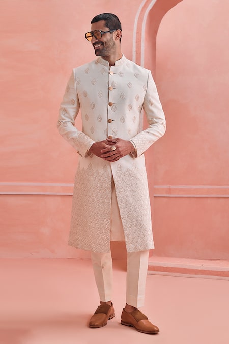 Philocaly Bikher Silk Embroidered Sherwani Set 