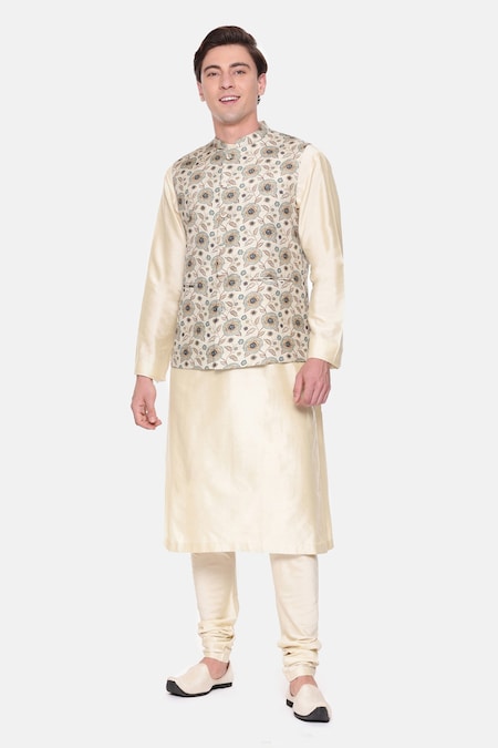 Mayank Modi - Men Calico Floral Print Bundi 