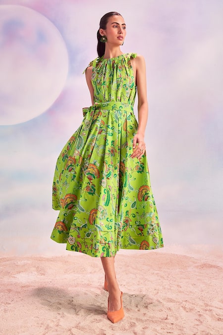 Emerald Green Floral Strappy Satin Cowl Midi Dress | PrettyLittleThing