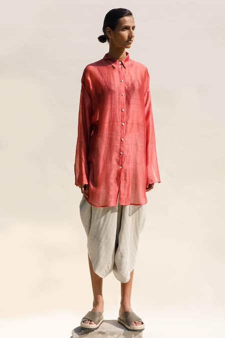 Urvashi Kaur Off White Cotton Khes Plain Denote Dhoti Pant