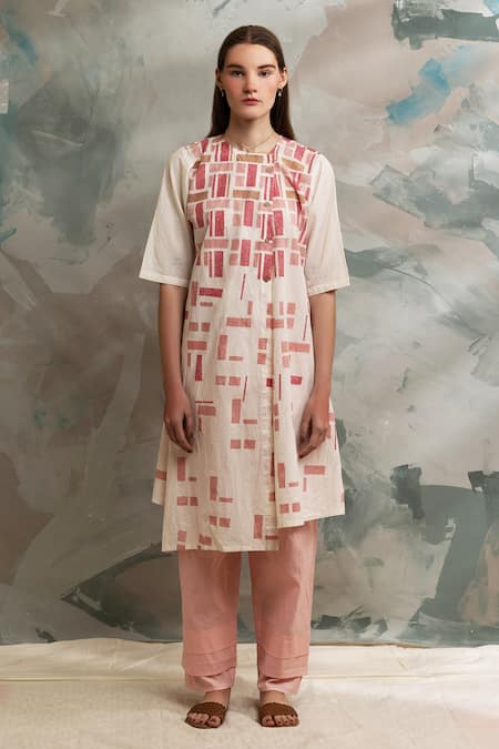 BANANA labs Cotton Geometric Print Kurta & Pant Set 