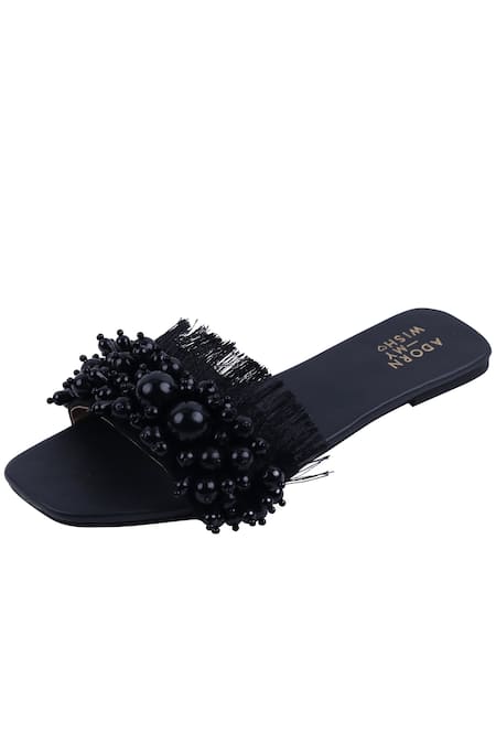 Adorn My Wish Pearl & Fringe Embellished Flats 