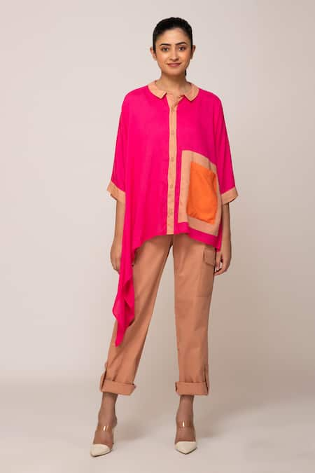 Ekavira Champa Color Block Shirt & Dahlia Brown Pant Set 