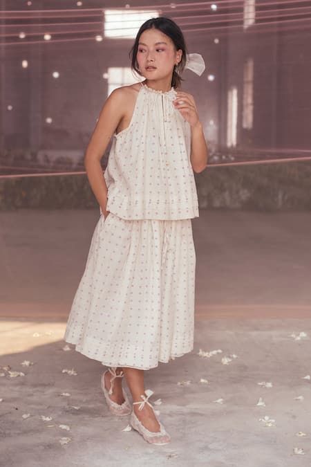 Itr by Khyati Pande Orchid Peasant Polka Dot Pattern Skirt 