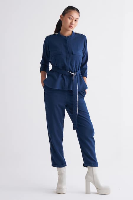 THREE Round Neck Top And Pant Set 